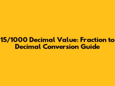 15/1000 Decimal Value: Fraction to Decimal Conversion Guide