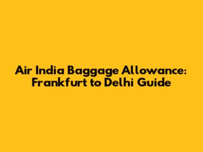 Air India Baggage Allowance: Frankfurt to Delhi Guide
