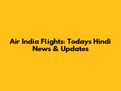 Air India Flights: Today's Hindi News & Updates