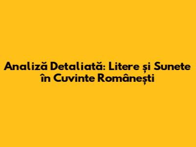 Analiză Detaliată: Litere și Sunete în Cuvinte Românești