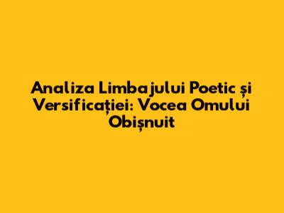 Analiza Limbajului Poetic și Versificației: Vocea Omului Obișnuit