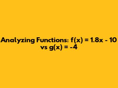 Analyzing Functions: f(x) = 1.8x - 10 vs g(x) = -4