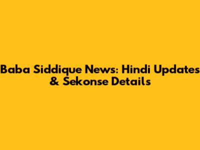 Baba Siddique News: Hindi Updates & Sekonse Details