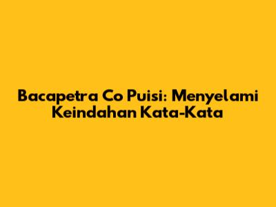 Bacapetra Co Puisi: Menyelami Keindahan Kata-Kata