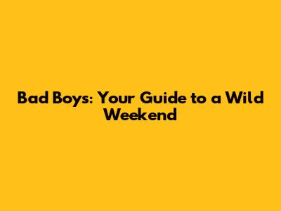 Bad Boys: Your Guide to a Wild Weekend