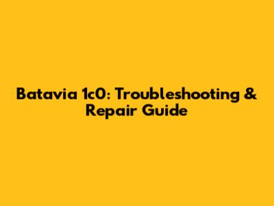 Batavia 1c0: Troubleshooting & Repair Guide