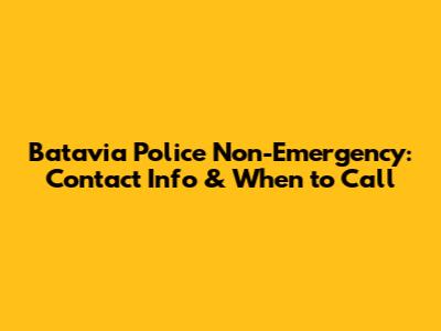 Batavia Police Non-Emergency: Contact Info & When to Call