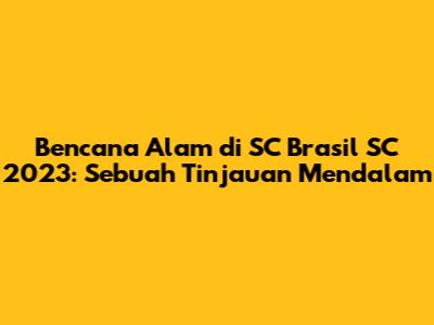 Bencana Alam di SC Brasil SC 2023: Sebuah Tinjauan Mendalam