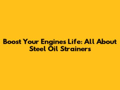 Boost Your Engine's Life: All About Steel Oil Strainers