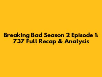 Breaking Bad Season 2 Episode 1: 737 Full Recap & Analysis