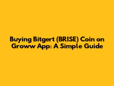 Buying Bitgert (BRISE) Coin on Groww App: A Simple Guide