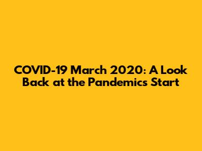 COVID-19 March 2020: A Look Back at the Pandemic's Start