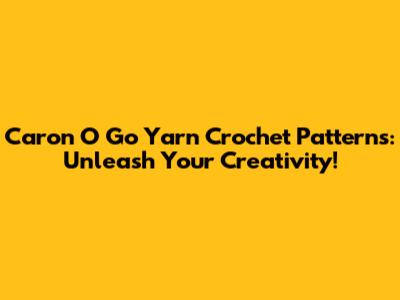 Caron O Go Yarn Crochet Patterns: Unleash Your Creativity!