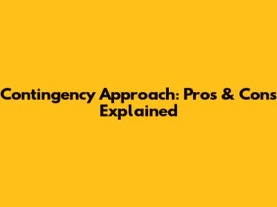 Contingency Approach: Pros & Cons Explained