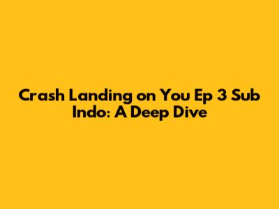 Crash Landing on You Ep 3 Sub Indo: A Deep Dive