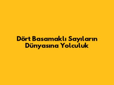 Dört Basamaklı Sayıların Dünyasına Yolculuk