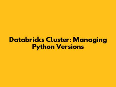 Databricks Cluster: Managing Python Versions