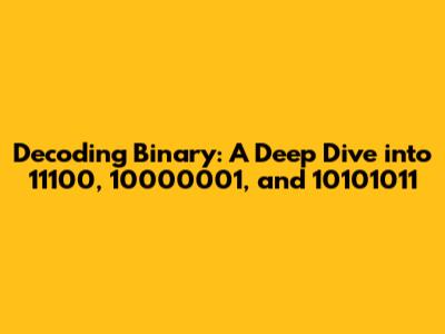 Decoding Binary: A Deep Dive into 11100, 10000001, and 10101011