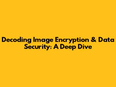 Decoding Image Encryption & Data Security: A Deep Dive