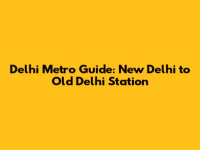Delhi Metro Guide: New Delhi to Old Delhi Station