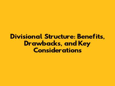 Divisional Structure: Benefits, Drawbacks, and Key Considerations