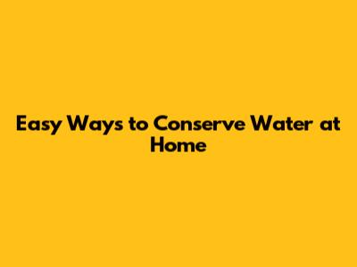 Easy Ways to Conserve Water at Home