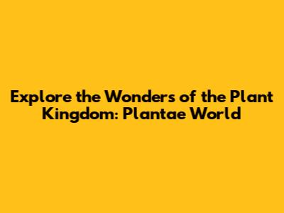Explore the Wonders of the Plant Kingdom: Plantae World