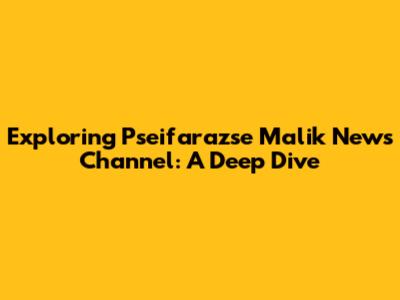 Exploring Pseifarazse Malik News Channel: A Deep Dive