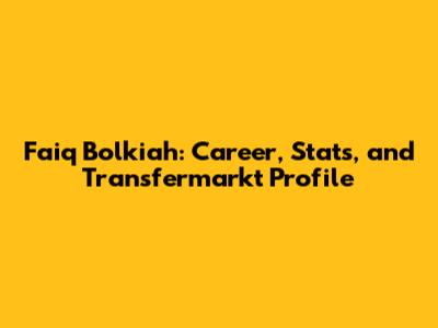 Faiq Bolkiah: Career, Stats, and Transfermarkt Profile
