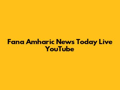 Fana Amharic News Today Live YouTube