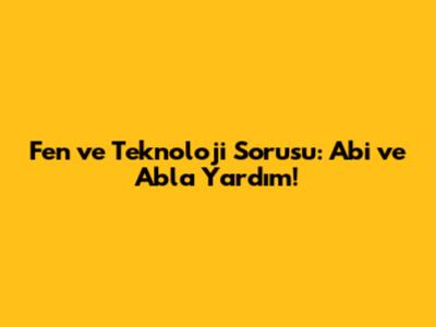 Fen ve Teknoloji Sorusu: Abi ve Abla Yardım!