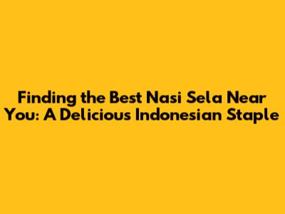 Finding the Best Nasi Sela Near You: A Delicious Indonesian Staple
