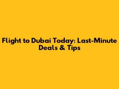 Flight to Dubai Today: Last-Minute Deals & Tips