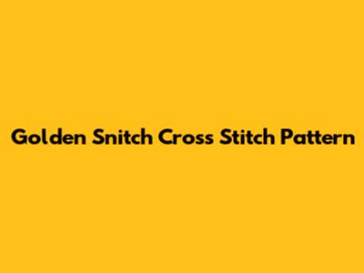 Golden Snitch Cross Stitch Pattern
