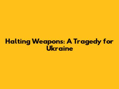 Halting Weapons: A Tragedy for Ukraine