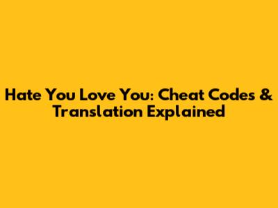 Hate You Love You: Cheat Codes & Translation Explained