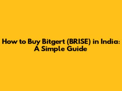 How to Buy Bitgert (BRISE) in India: A Simple Guide