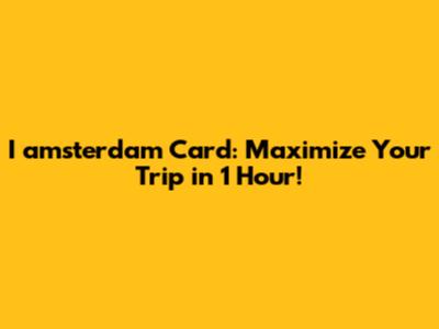 I amsterdam Card: Maximize Your Trip in 1 Hour!