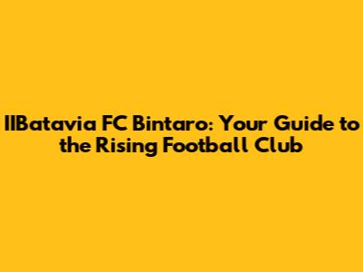 IIBatavia FC Bintaro: Your Guide to the Rising Football Club