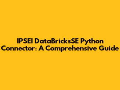 IPSEI DataBricksSE Python Connector: A Comprehensive Guide