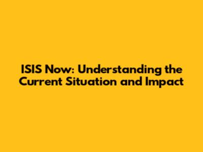 ISIS Now: Understanding the Current Situation and Impact