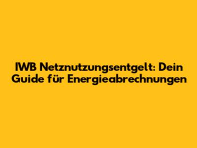 IWB Netznutzungsentgelt: Dein Guide für Energieabrechnungen