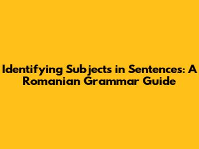 Identifying Subjects in Sentences: A Romanian Grammar Guide