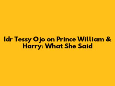 Idr Tessy Ojo on Prince William & Harry: What She Said