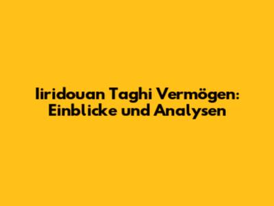 Iiridouan Taghi Vermögen: Einblicke und Analysen