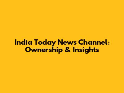 India Today News Channel: Ownership & Insights