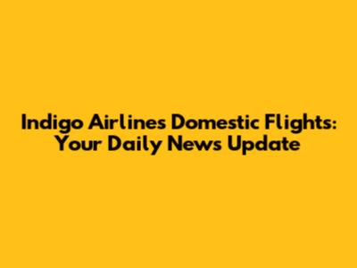 Indigo Airlines Domestic Flights: Your Daily News Update