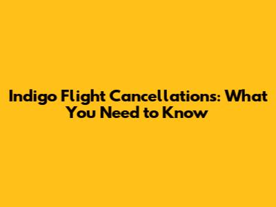 Indigo Flight Cancellations: What You Need to Know