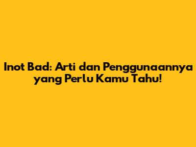 Inot Bad: Arti dan Penggunaannya yang Perlu Kamu Tahu!