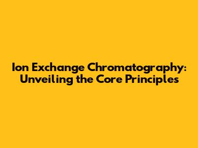 Ion Exchange Chromatography: Unveiling the Core Principles